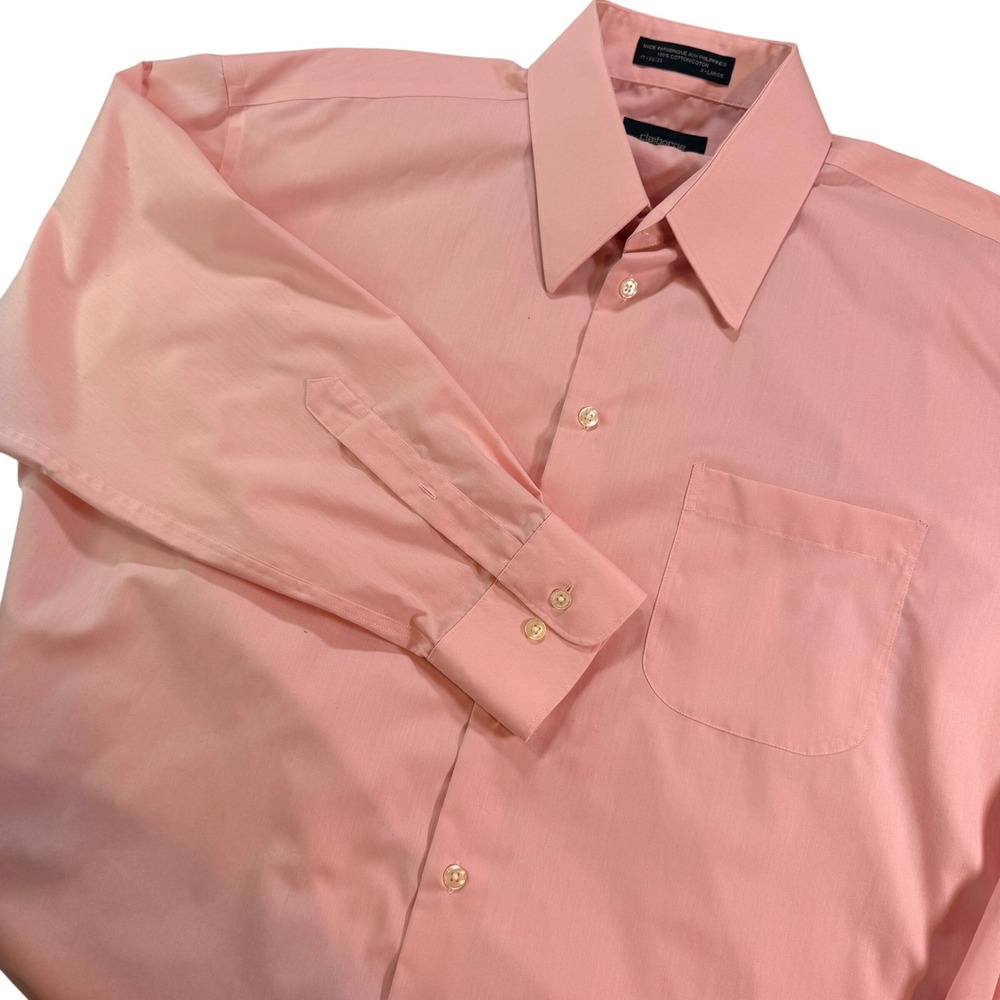 Claiborne‎ Dress Shirt Mens XL Pink Wrinkle Free Relief Collar Cotton Office